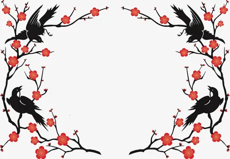 中国风水墨梅花装饰免抠