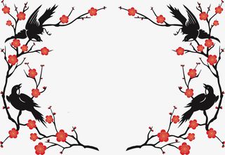 中国风水墨梅花装饰免抠