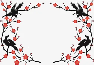 中国风水墨梅花装饰免抠