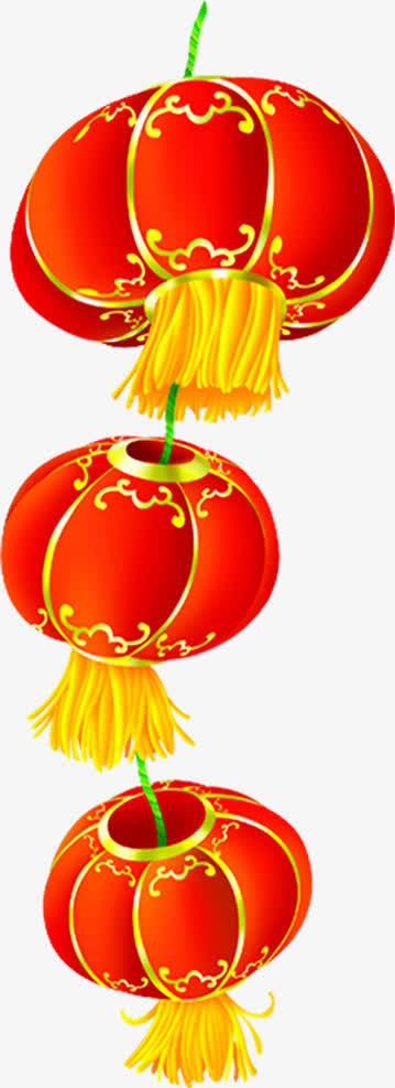 手绘花纹可爱灯笼免抠