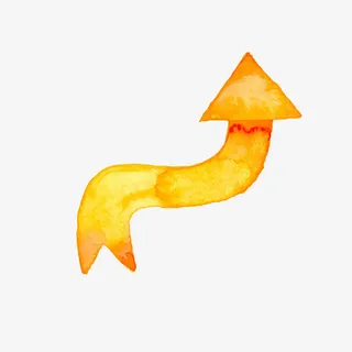 黄色水彩箭头免抠