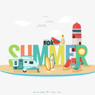 夏天艺术字免抠