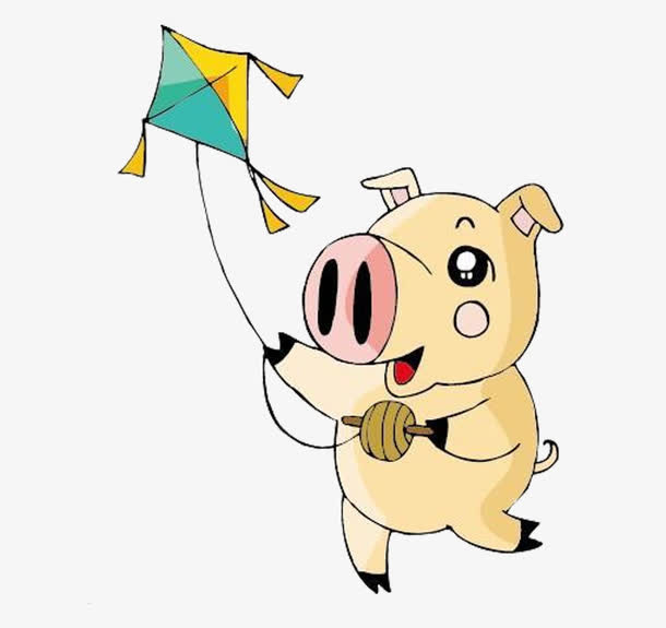 清明节小猪放风筝素材免抠免抠
