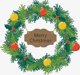 圣诞节松树枝花环免抠