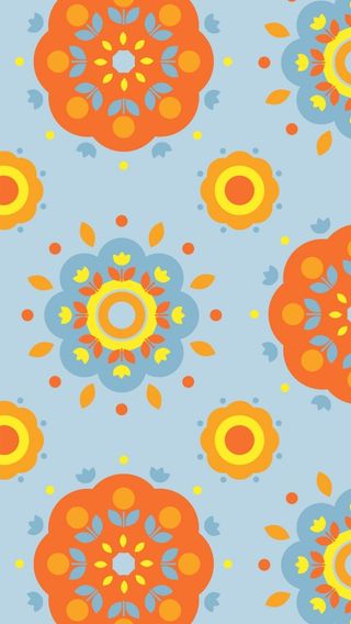 纹理蓝底红色花朵H5背景素材高清