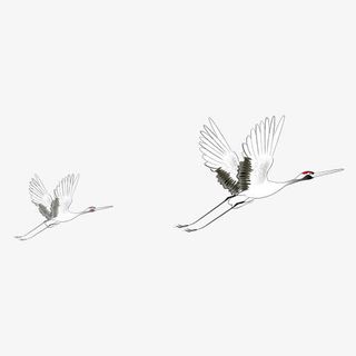 中国古风扁平化水墨风仙鹤免抠