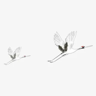 中国古风扁平化水墨风仙鹤免抠