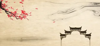 梅花花瓣中国风棕色banner背景高清