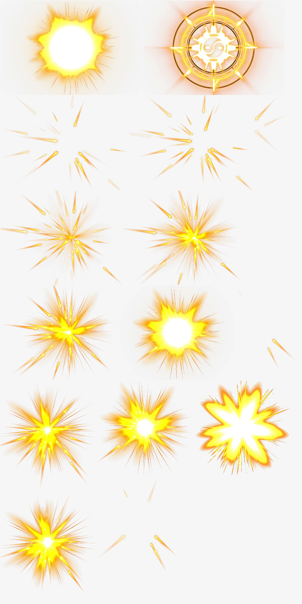 黄色炫光爆炸特效免抠