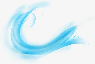 蓝色透明丝带烟雾梦幻浪花免抠