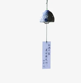 陶瓷蓝纹日式风铃免抠