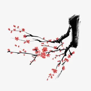 水墨梅花元素图免抠