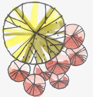 黄粉色夏季遮阳伞装饰免抠