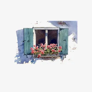 紫色创意渐变窗户绘画元素免抠