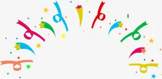 手绘彩色丝带简易免抠