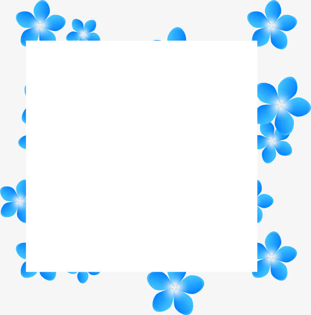 蓝色花朵框架免抠
