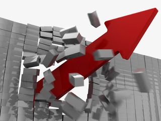 插图箭头冲破方砖墙免抠