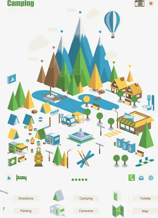 手绘多彩大树热气球免抠