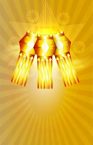 黄色光晕上的灯笼背景素材高清