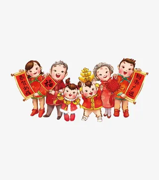 一家人团聚一起庆祝新年免抠