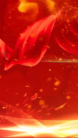 元旦红色丝绸丝带花瓣企业年会背景高清