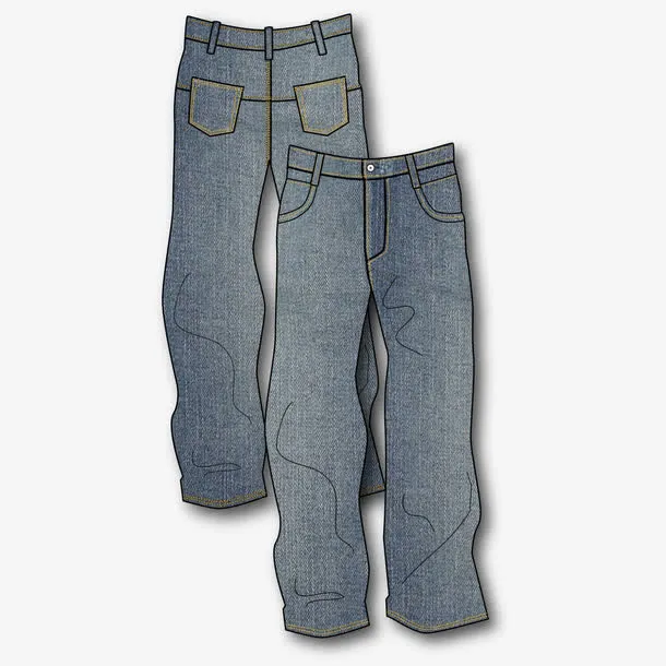 手绘牛仔裤免抠