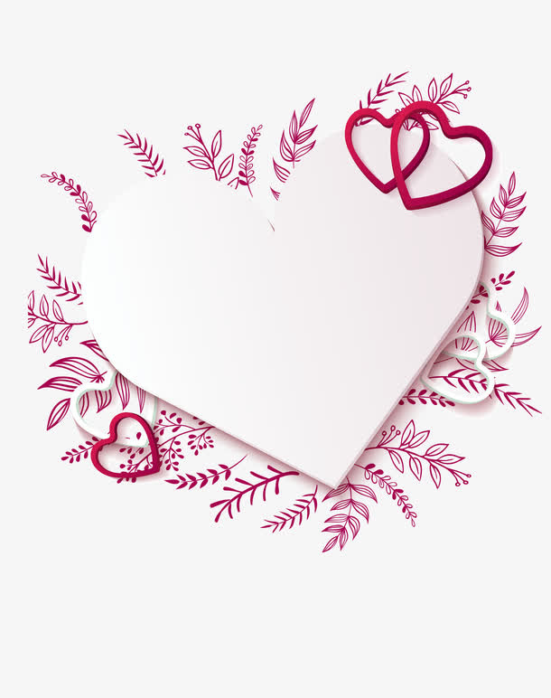 粉色浪漫爱心植物边框纹理免抠