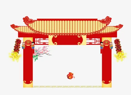 古代红色城门免抠