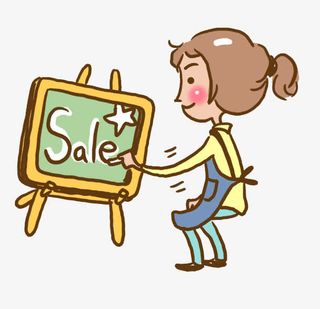 写字女孩促销标签免抠