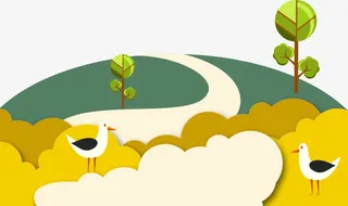 卡通春天清新草坪树免抠