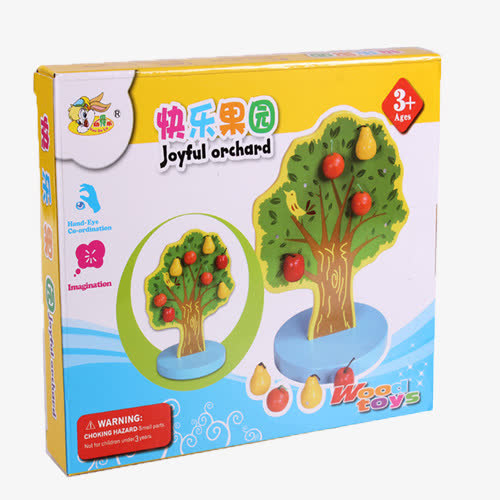 纸箱装家庭玩具磁性苹果圣诞树免抠