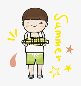 吃玉米的男孩免抠