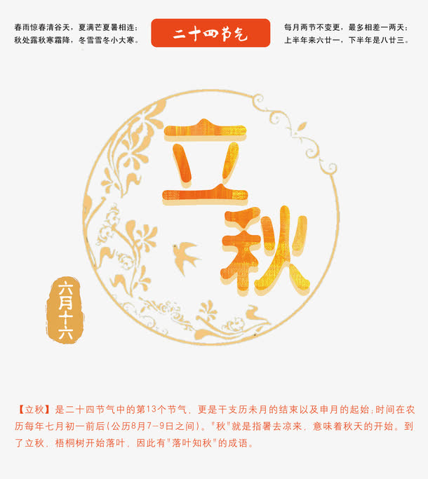 立秋 艺术字免抠