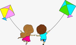 卡通可爱放风筝小孩免抠