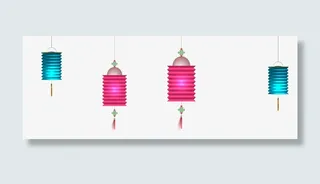 4色褶皱灯笼免抠