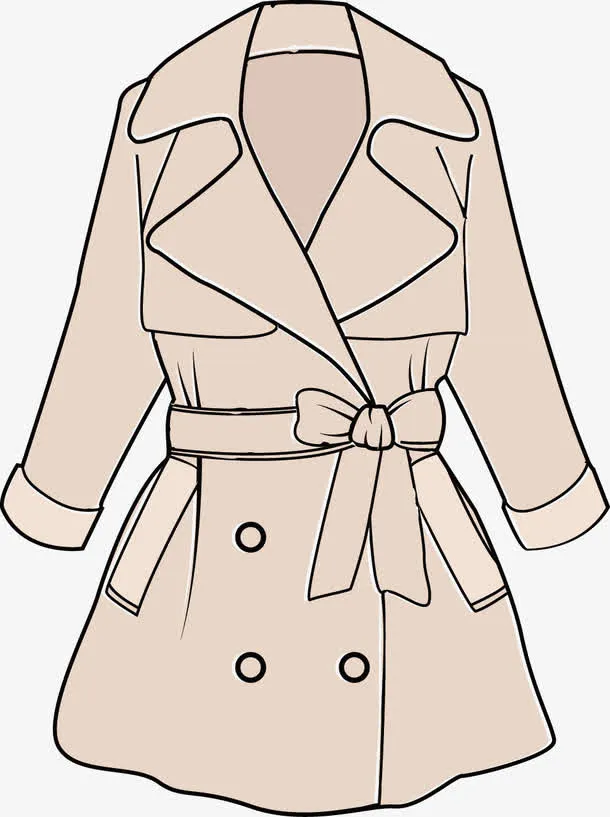 卡通女士风衣免抠