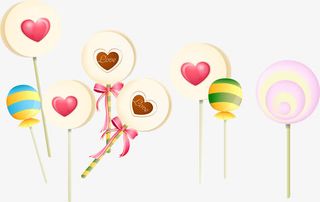 手绘粉色爱心棒棒糖免抠