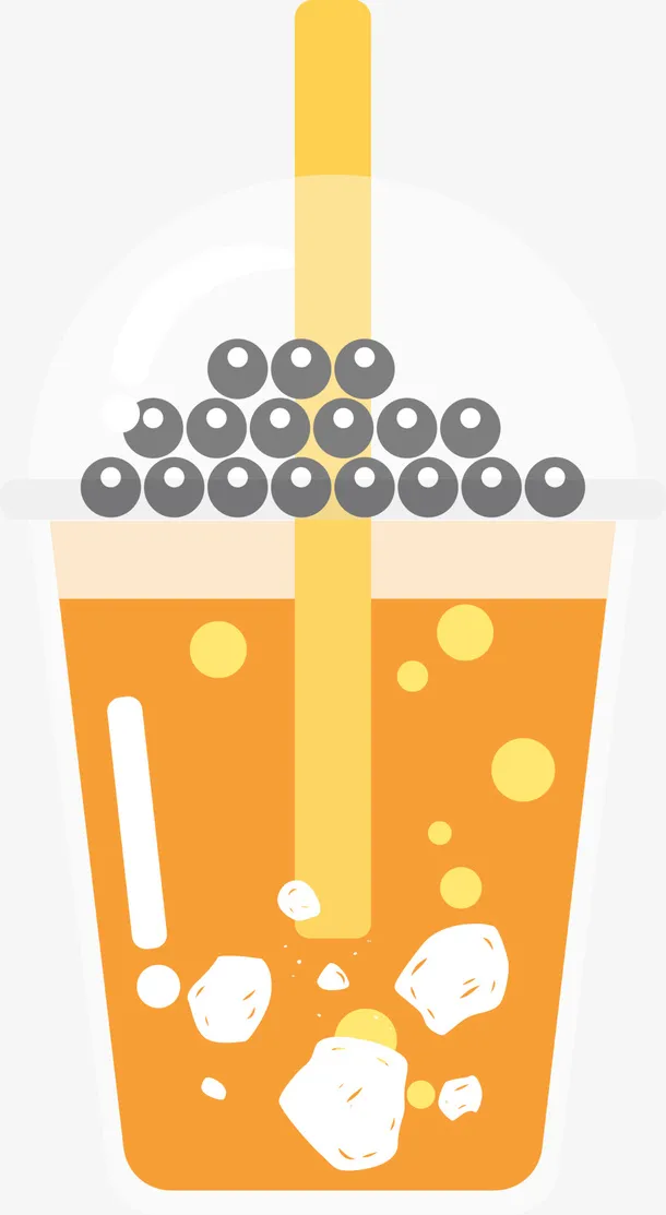 咖啡色扁平珍珠奶茶免抠