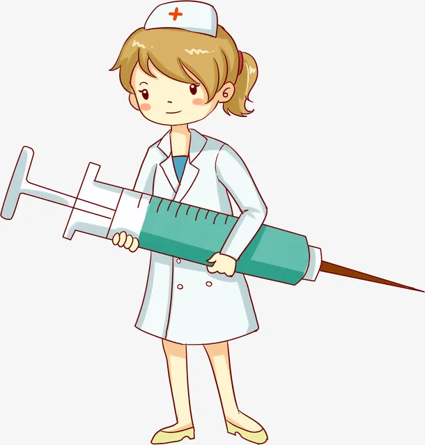手绘打针疫苗针管插画免抠