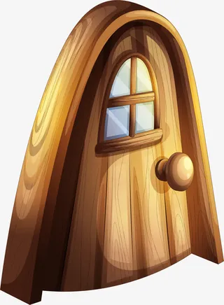卡通木质大门图案免抠