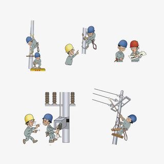 维修的电力工人插画免抠
