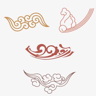 祥云花案装饰免抠