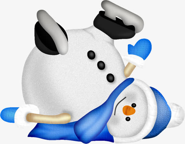 摔倒的雪人免抠