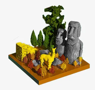 立体小鹿石人装饰免抠