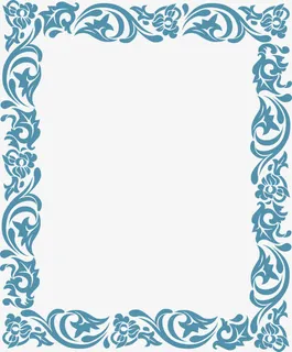 蓝色花纹中国风边框免抠