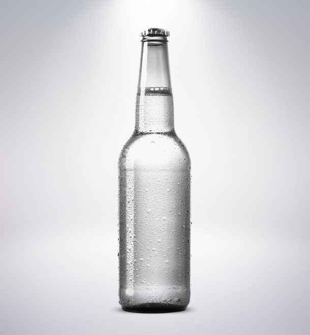 白色透明啤酒瓶免抠