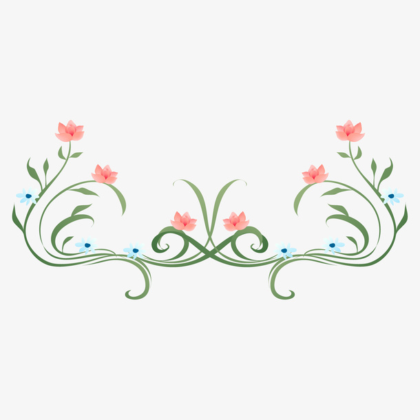 复古清新蓝色花朵边框免抠