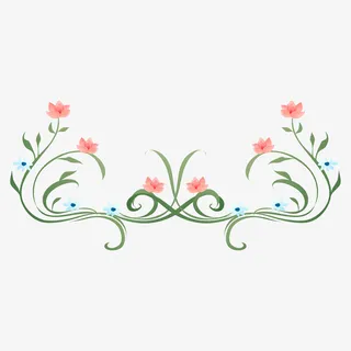 复古清新蓝色花朵边框免抠