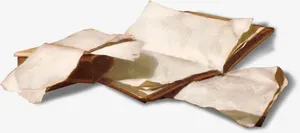 打开的破旧纸张免抠