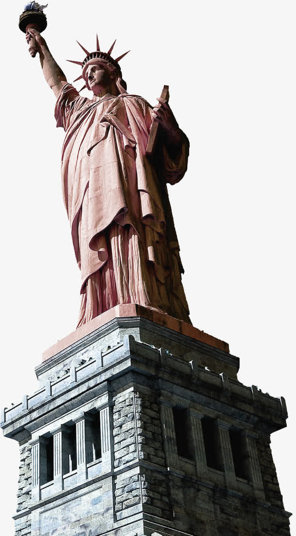 红色大气自由女神像装饰图案免抠